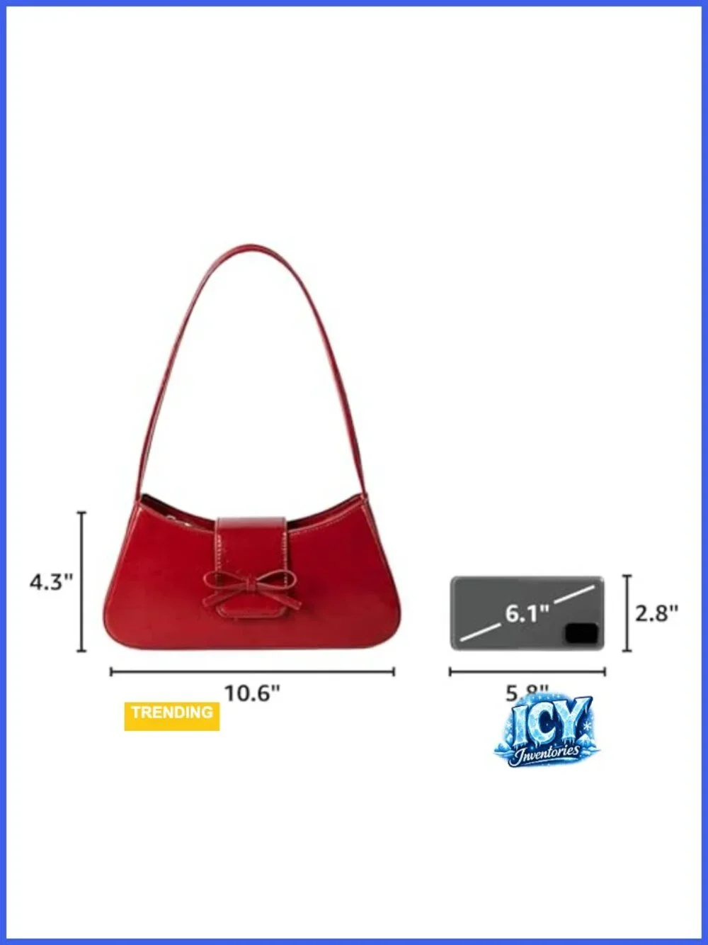 Y2K Patent Leather Hobo Bag with Bow, Vegan Clutch